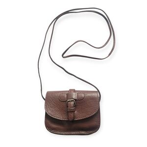 Vintage 90s Boho Grunge Brown Leather Mini Crossbody Bag